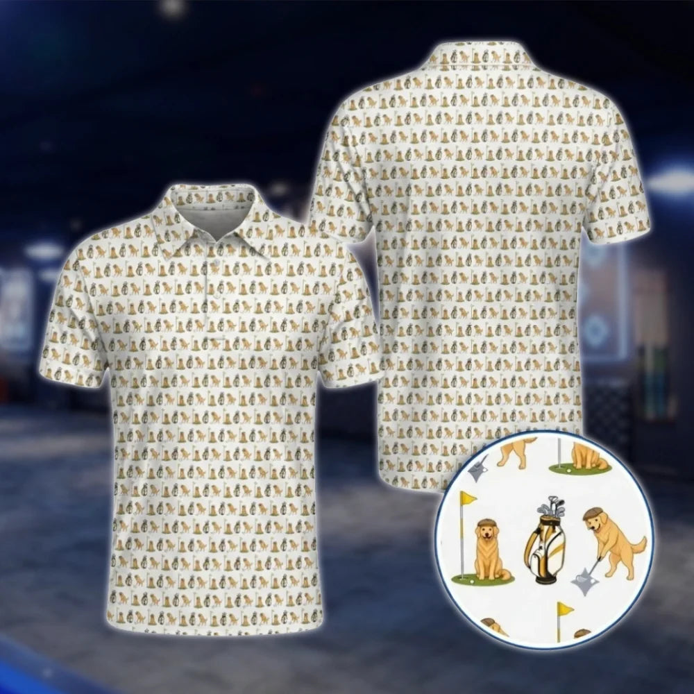 Golden Retriever Golf Polo Shirt For Men, Golden Retriever Dog Lover Golf Shirt GOF0042