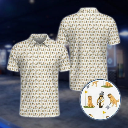 Golden Retriever Golf Polo Shirt For Men, Golden Retriever Dog Lover Golf Shirt GOF0042