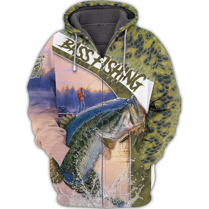 Fishing Shirt Bass Shirts for Men Fish 3D Printed Fishing Hoodie Tshirt FISH0079