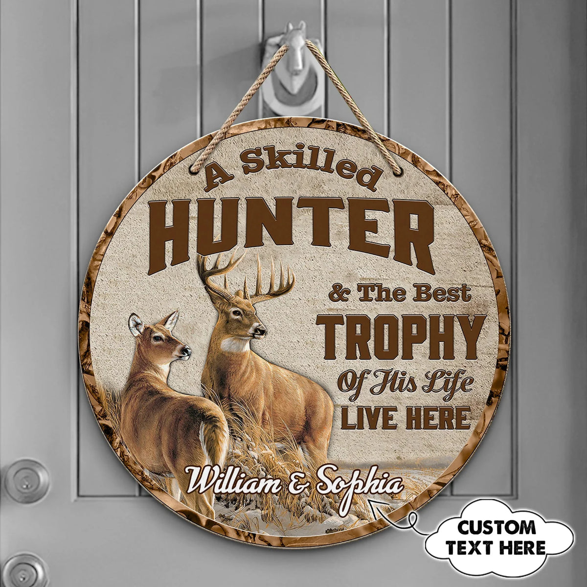 Skilled Hunter And The Best Trophy Of His Life  - Custom Wooden Sign - Nmd 33 HNT0288