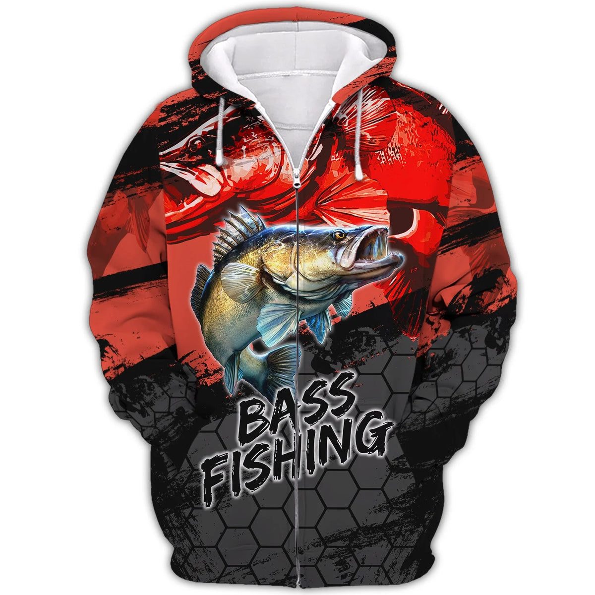 Bass Fishing Red 3D Hoodie Shirt For Men Hunting Life Hoodie Gifts FISH0069