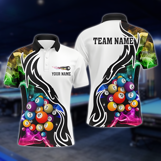 Custom Colorful Smoke Billiard Polo Shirt For Mens, Custom Billiard Team Shirts BLD0245