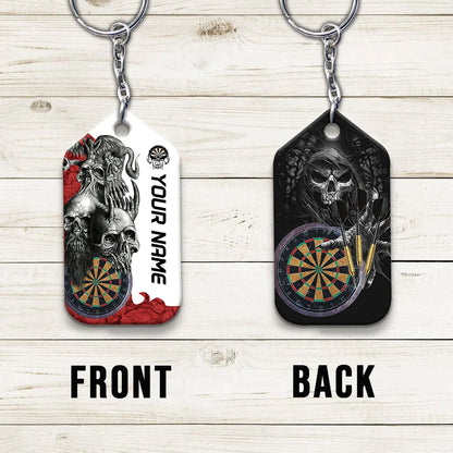 Dartboard Skull Personalized Name 3D Keychain For Darts Player ORN0185