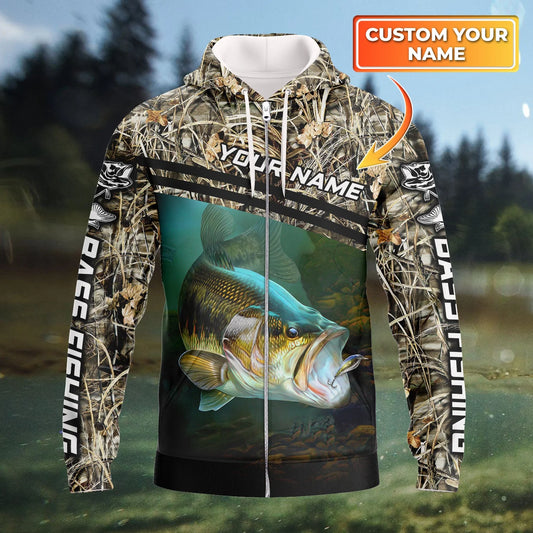 Bass Fishing - Personalized Name 3D Zipper Hoodie - 1223 FISH0093