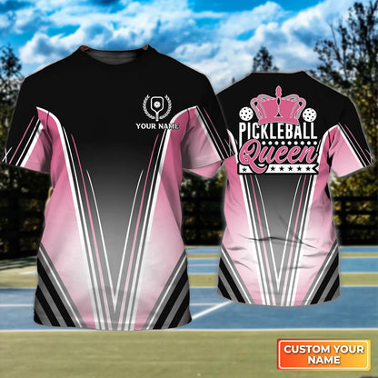 Pickleball Queen Personalized Name 3D Tshirt QB95 Gift For Pickleball Player PKL0023