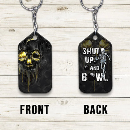 Shut Up And Bowl Golden Skull Keychain Gift For Bowler ORN0160