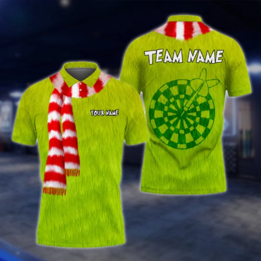 Custom Christmas Dart Mens Polo Shirt Green, Custom Christmas Dart Team Shirts DAT0296