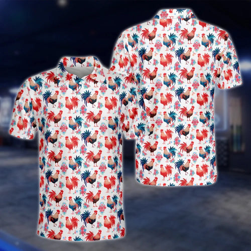 Rooster Chicken Mens Golf Polo Shirt, Rooster Golf Shirt GOF0147