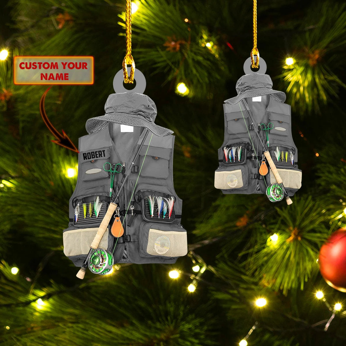 Custom Shaped Ornament - Waistcoat Fishing 4 ORN0009