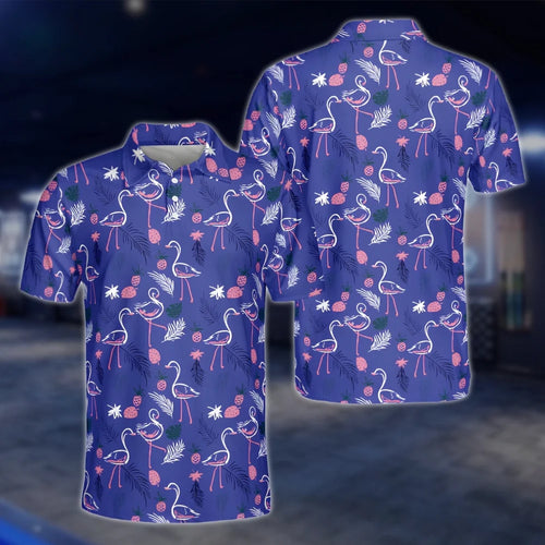 Flamingo Purple Golf Polo Shirts For Men, Flamingo Golf Shirt GOF0199