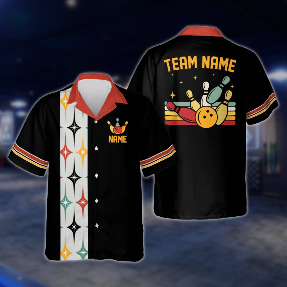 Custom Starburst Retro Bowling Hawaiian Shirt For Men Women, Custom Retro Bowling Team Shirts BE0014 BOW0348