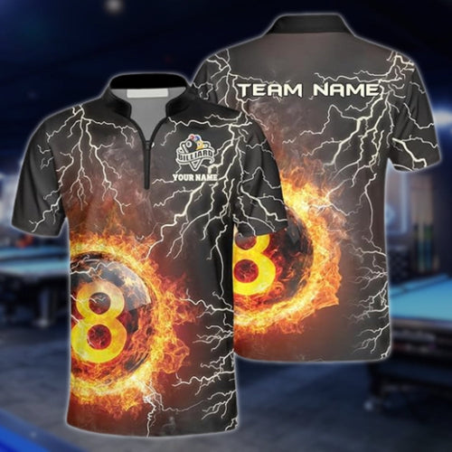 Custom Flame 8 Ball Jersey For Mens, Custom 8 Ball Flame Billiard Team Shirts BLD0135