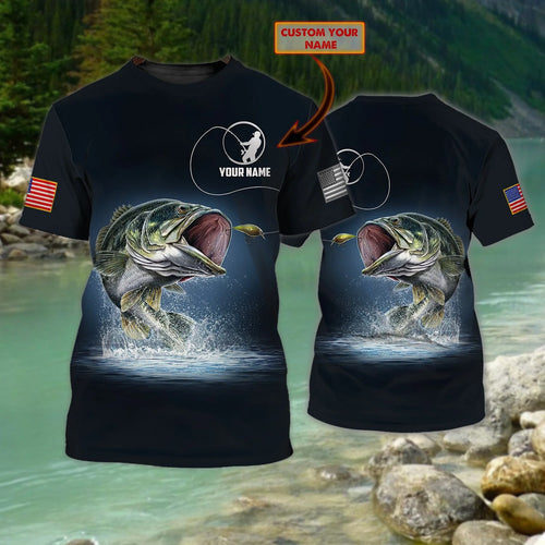 Bass Fishing Custom Name Tshirt - 976 FISH0175