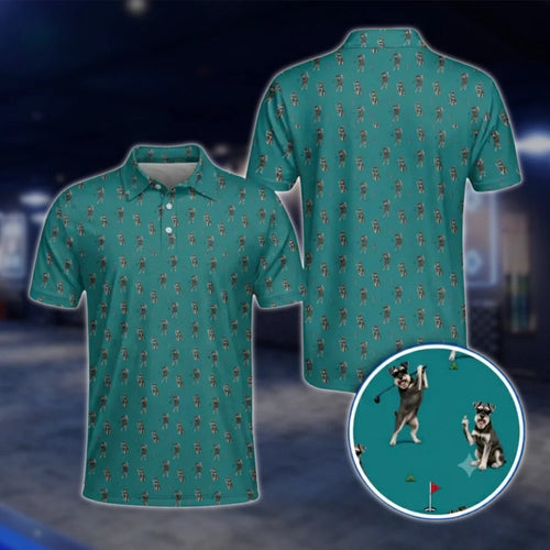 Mens Miniature Schnauzer Golf Polo Shirt, Schnauzer Dog Lover Golf Shirts GOF0052