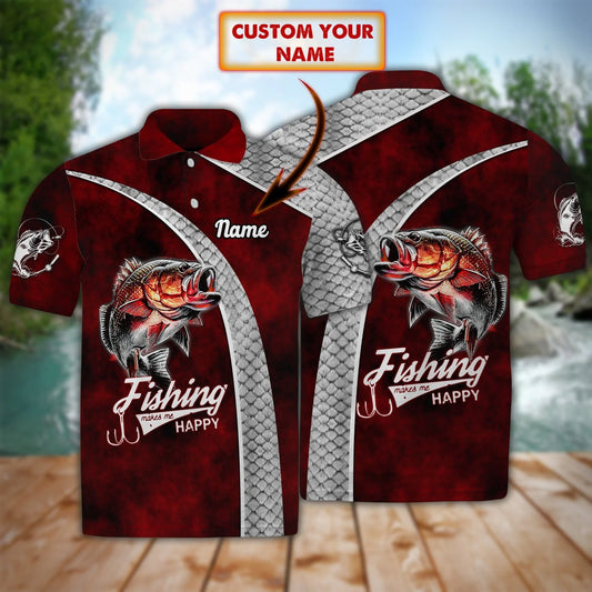 Bass Fishing 01 - Personalized Name 3D Polo Shirt - 180 FISH0275