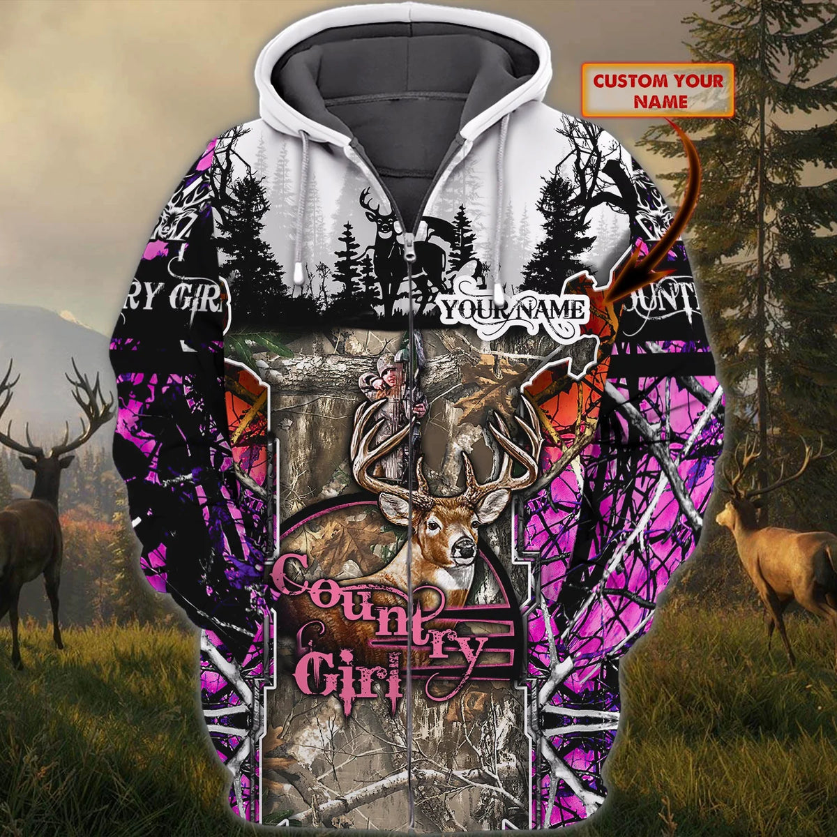 Hunting - Personalized Name 3D Zipper Hoodie - 109 HNT0038
