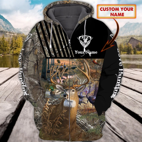 Hunting01 - Personalized Name 3D Zipper Hoodie - ATM2K HNT0002