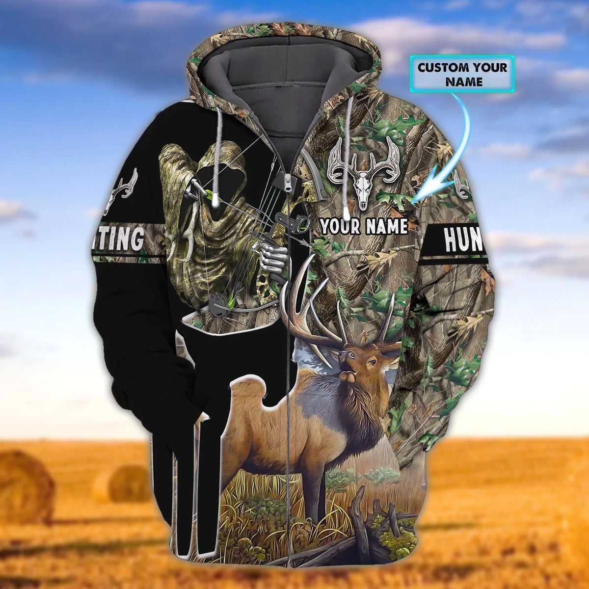 ELK Hunting 067 - Personalized Name 3D Zipper Hoodie - DAT93 HNT0049