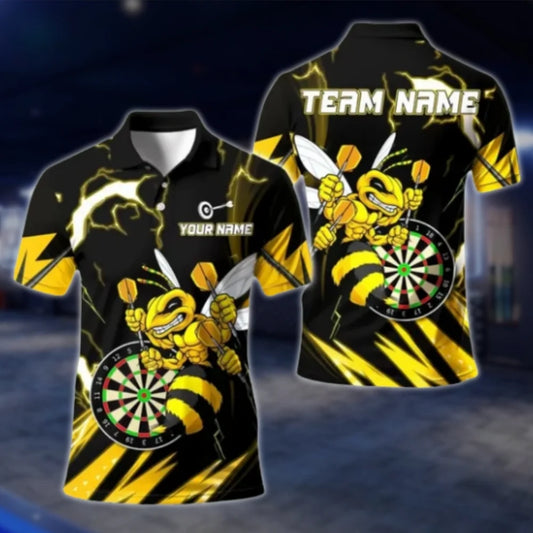 Custom Angry Bee Men's Dart Polo Shirt, Custom Bee Team Dart Shirts DAT0417