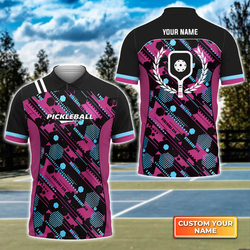Hexagon Pattern Pickleball Personalized Name 3D Polo Shirt QB95 Gift For Pickleball Player PKL0115