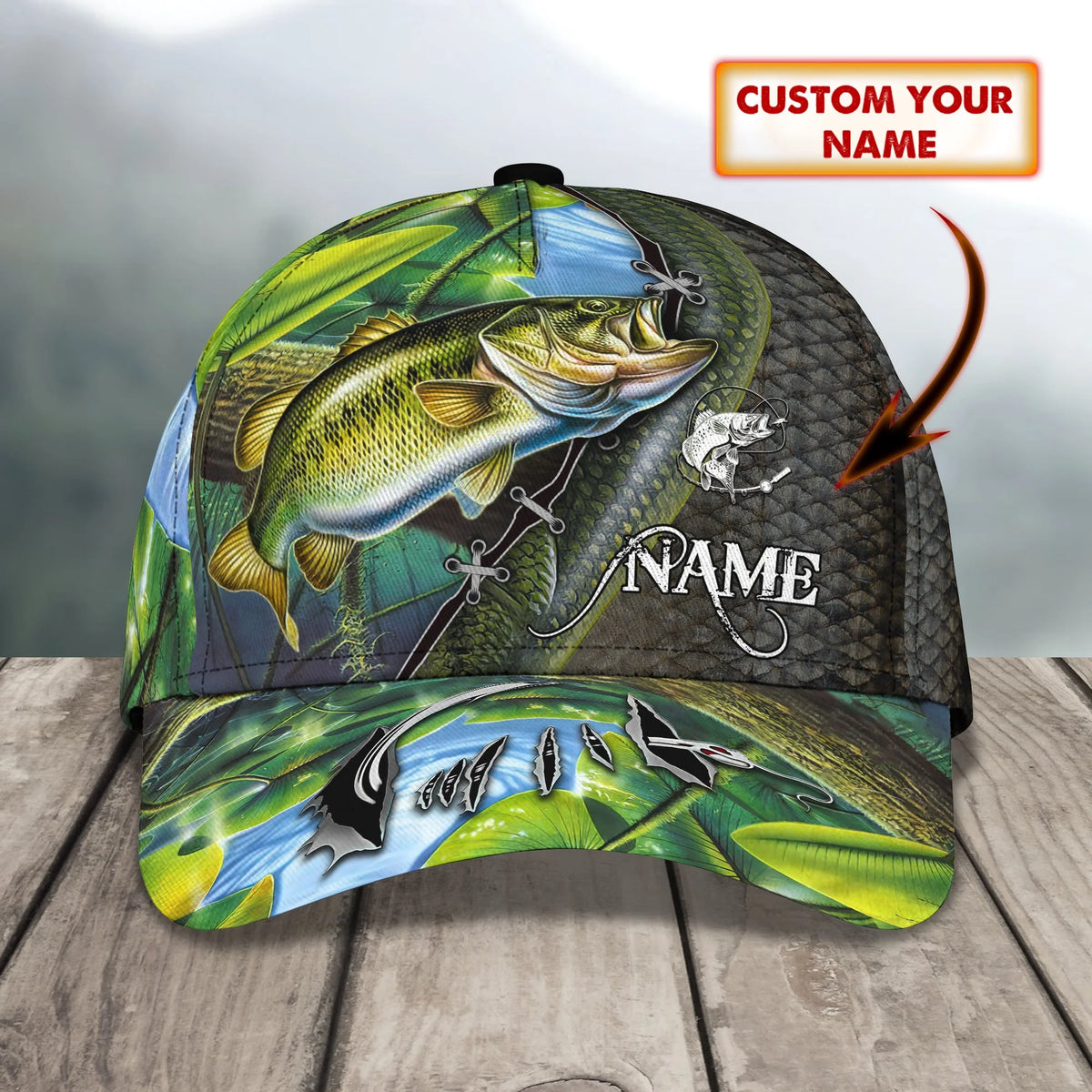 Bass Fishing 18 - Personalize Name Cap - 179 FISH0047