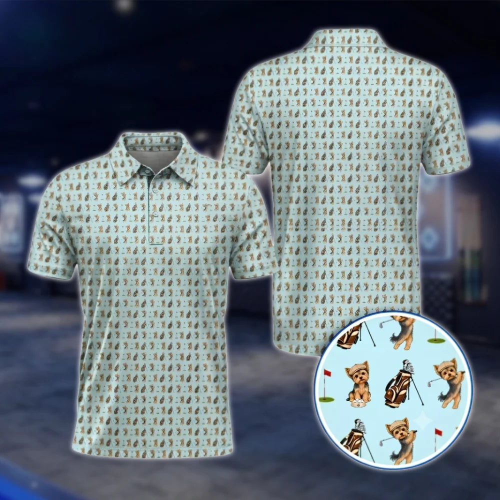Yorkshire Terrier Golf Mens Polo Shirt, Yorkshire Terrier Dog Golf Shirt GOF0041
