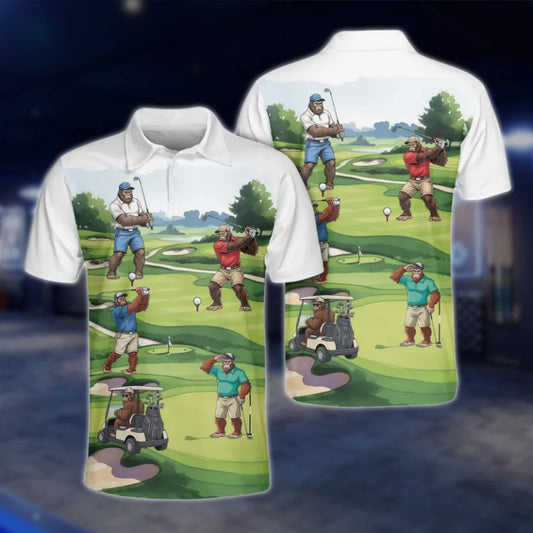 Bigfoot Sasquatch Golf Polo Shirt For Men, Bigfoot Golf Shirts GOF0080