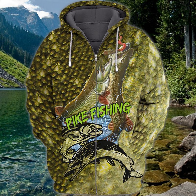 PIKE FISHING 3D Full Print Shirts, Unique Design for Anglers, Perfect Gift for Pike Fishing Enthusiasts! FISH0005
