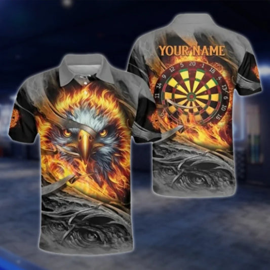 Custom Eagle Fire Dart Polo Shirt For Men, Custom Ealge Team Dart Shirts DAT0358