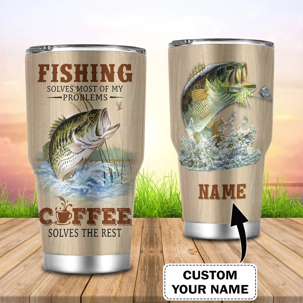 Fishing And Coffee- Custom Tumbler - Loop - T2k-222 FISH0283