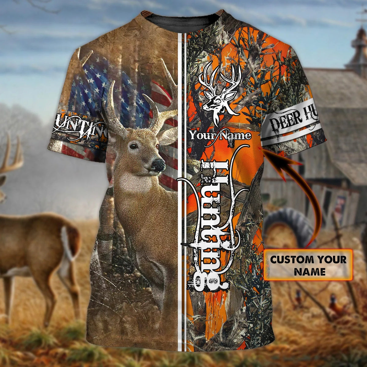 Deer Hunting- Personalized Name 3D Tshirt- TD97 02 HNT0198