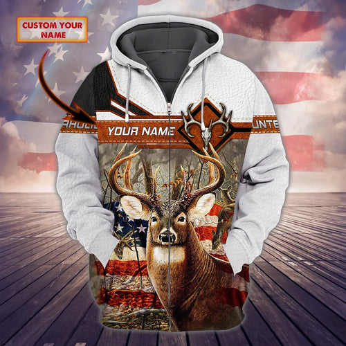 Us deer hunting - Personalized Name 3D Zipper hoodie - Boom ORN0235