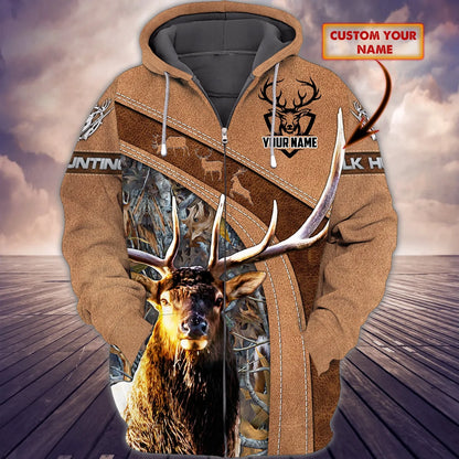 Elk Hunting - Personalized Name 3D Zipper Hoodie - 142 HNT0021