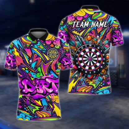 Personalized Graffiti Dart Team Polo Shirt For Men, Custom Graffiti Dart Shirts DAT0321