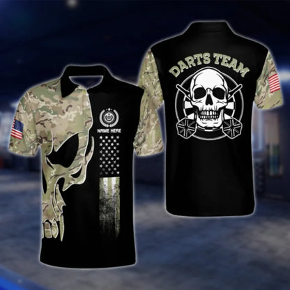 Custom Skull Camouflage Dart Polo Shirt For Men, Custom Skull Dart Team Shirts DAT0453