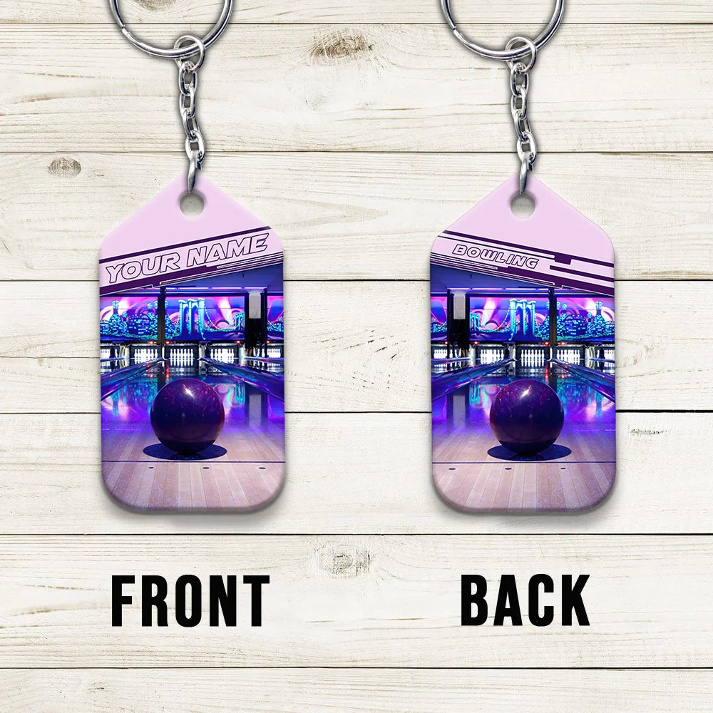 Purple Bowling Ball Personalized Name 3D Keychain ORN0163