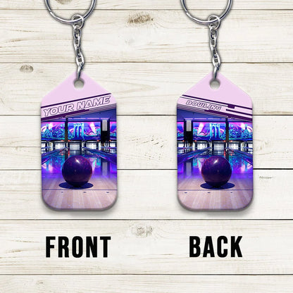 Purple Bowling Ball Personalized Name 3D Keychain ORN0163