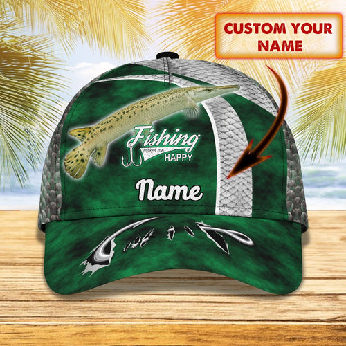 Gar Fishing (Green) - Personalize Name Cap  - Loop - Ntp-199 FISH0247