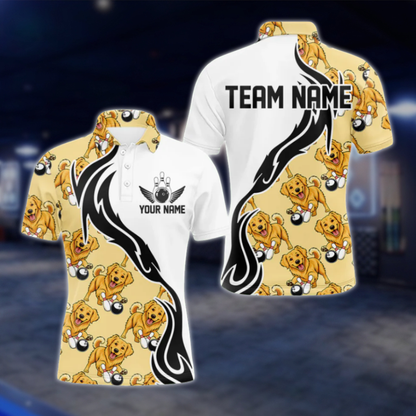 Golden Retriever Custom Mens Bowling Polo Shirt, Custom Dog Lover Bowling Team Shirts BZ0485 BOW0279
