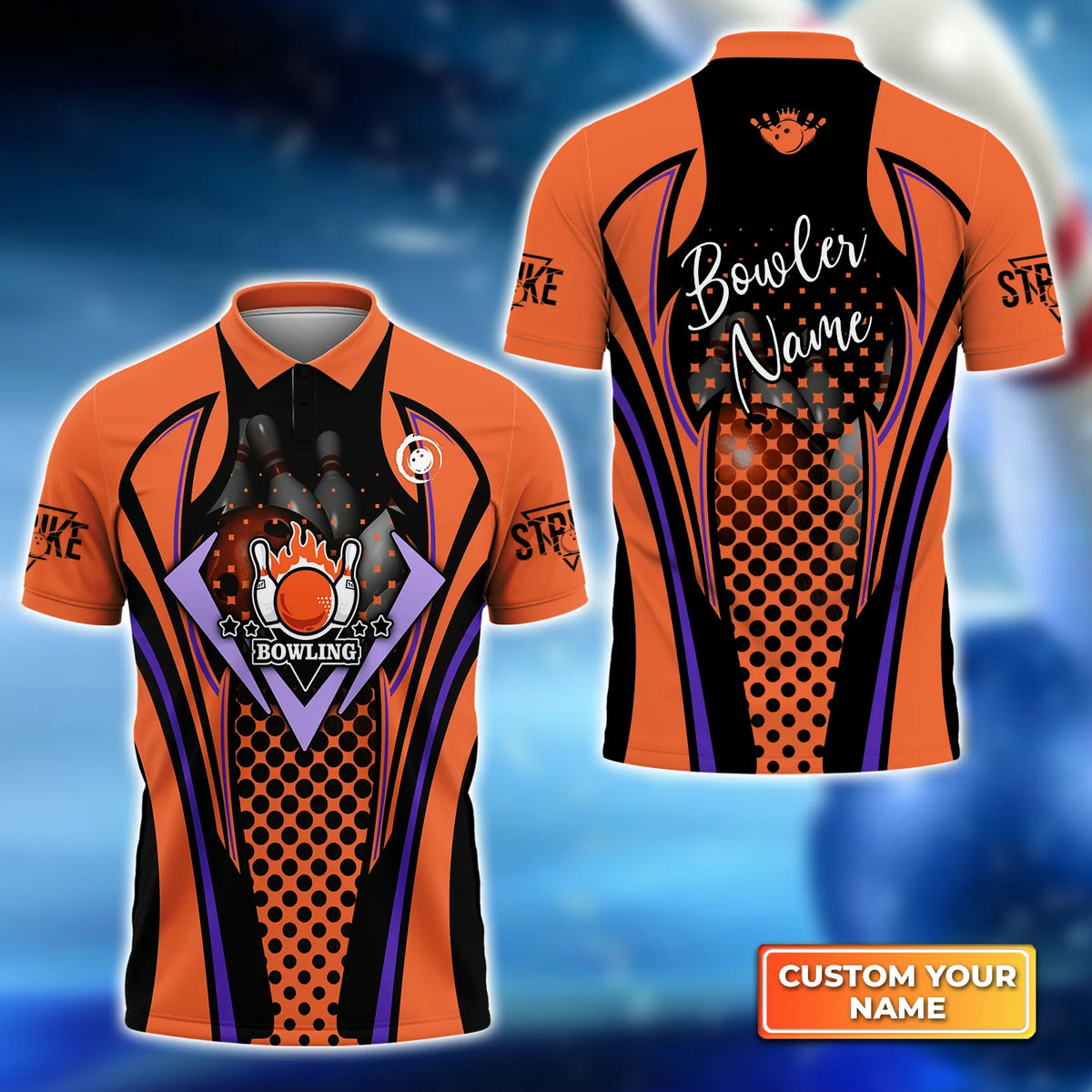 Personalized 3D Bowling Polo Shirt for Men Women Bowling Lovers, Gift for Bowl Team Players, Sport Bowler Enthusiast, Custom Name Pins and Ball Apparel ORN0218