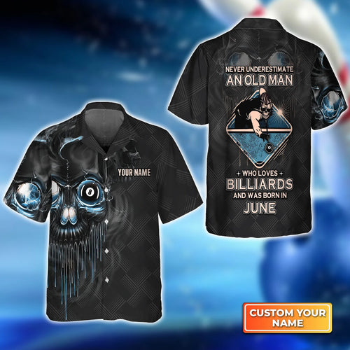 Pool 8 Ball Never Underestimate An Old Man Who Loves Billiards And Was Born In June Personalized Name 3D Hawaiian Shirt For Billiard Players QB95 ORN0287