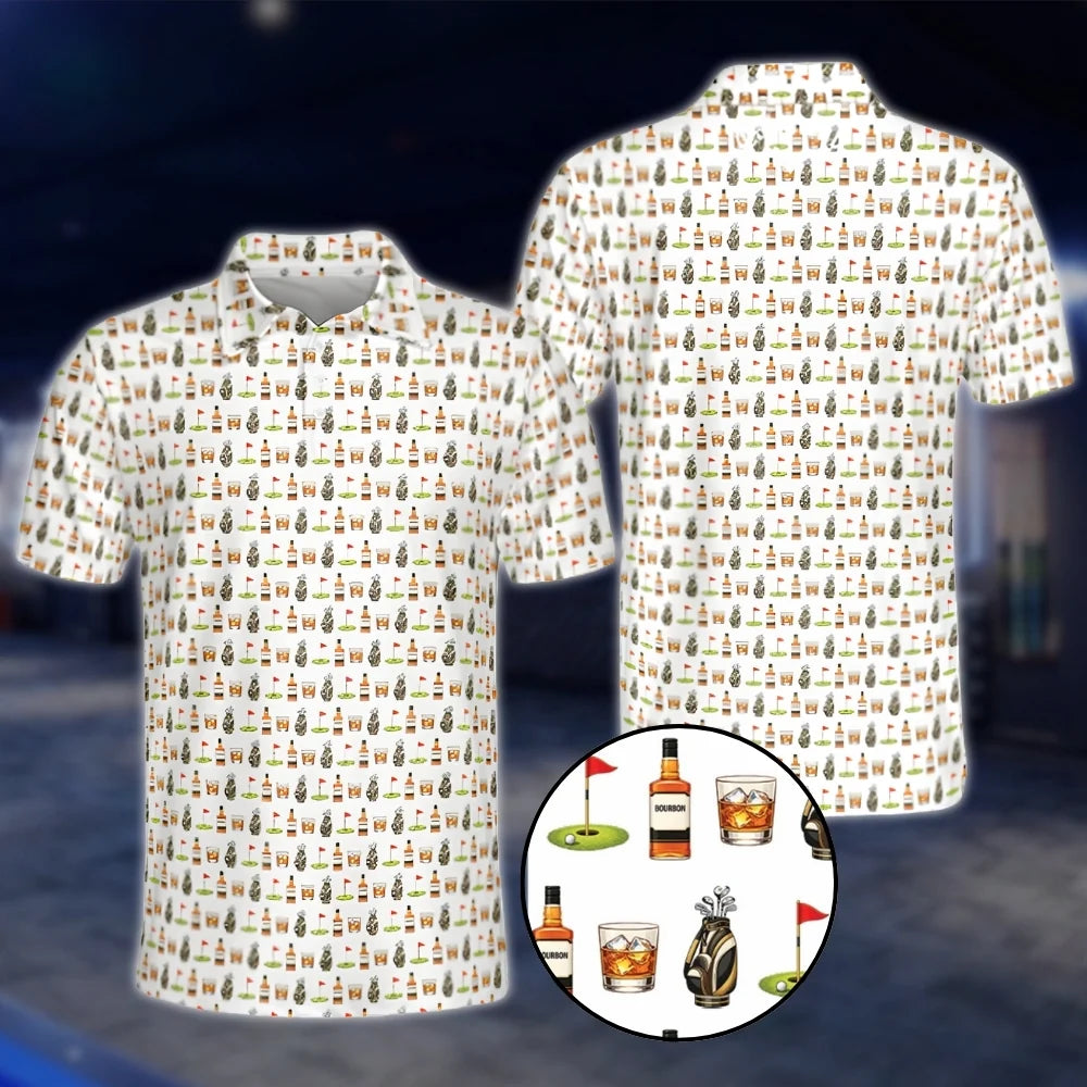 Men's Bourbon Whiskey Golf Polo Shirts, Bourbon Lover Golf Shirts GOF0220