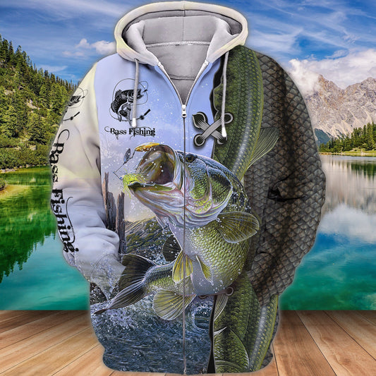 Bass Fishing 3D Full Print Shirts, Unique Design for Anglers, Perfect Gift for Bass Fishing Enthusiasts! FISH0001