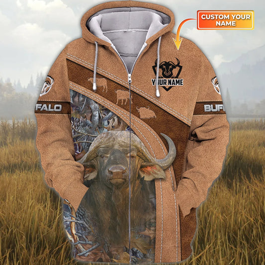 Buffalo - Personalized Name 3D Zipper hoodie - TAD HNT0131