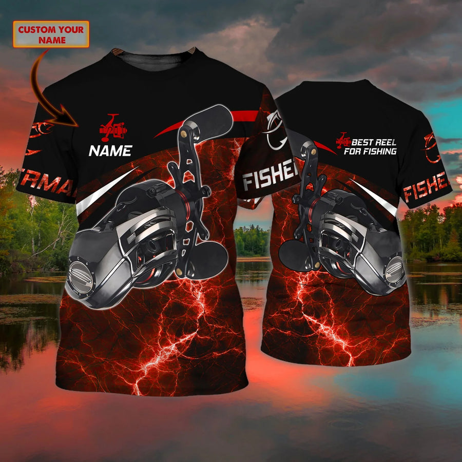 Fishing Reel - Personalized Name 3D Tshirt - Tad 52 FISH0295