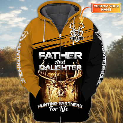 Father And Daughter Hunting Partners For Life - Personalized Name 3D Zipper Hoodie HNT0107
