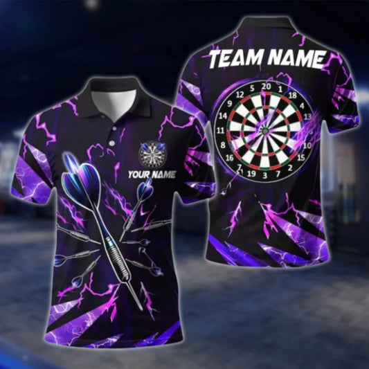 Custom Thunder Purple Mens Dart Polo Shirt, Custom Team Thunder Darts Shirts DAT0390