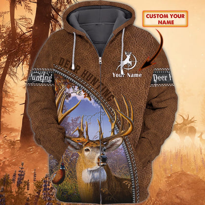 Deer Hunting - Personalized Name 3D Zipper Hoodie - 681 HNT0020