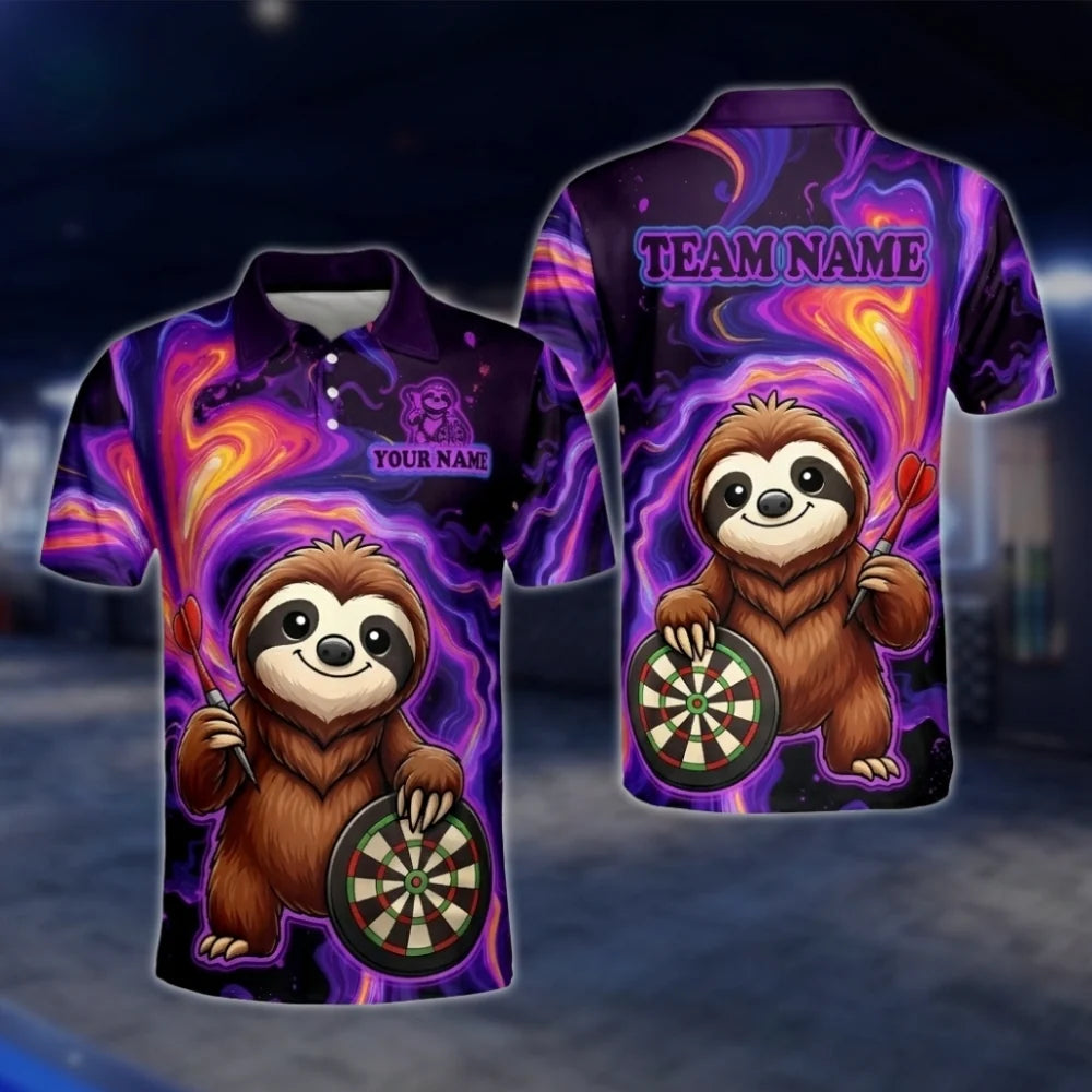 Custom Funny Sloth Darts Men's Polo Shirt, Custom Sloth Dart Team Shirt DAT0433