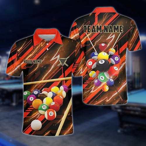 Custom Team Red Billiard Polo Shirts For Mens, Custom Billiard Shirts BLD0182